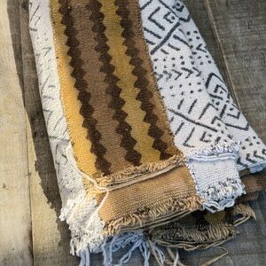 Vintage African Mudcloth Bogolan Pattern Textile 59” L x 36” W Throw | No. 131